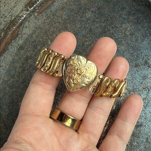 Vintage ~ Co-Star Sweetheart Bracelet  WWII Era Gold Over Sterling Floral Heart
